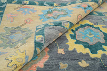 Load image into Gallery viewer, Hand Knotted Custom Oushak Rug Gray Base with Vibrant Accents, 9x12