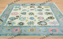 Load image into Gallery viewer, Ivory Elegance | Handwoven Oushak Rug with Baby Blue Accents