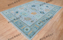 Load image into Gallery viewer, Azure Dreamscape | Handwoven Oushak Rug with Lavender Accents | Blue
