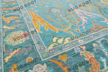 Load image into Gallery viewer, Oceanic Harmony | Hand Knotted Oushak Rug | Teal & Blue Fusion