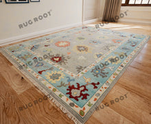 Load image into Gallery viewer, Modern Blue Oushak Rug | Azure Dreamscape | Handwoven Oushak Rug in Modern Blue
