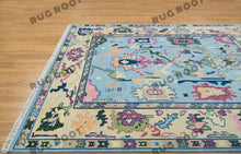 Load image into Gallery viewer, Lilac Tapestry | Hand KNotted Oushak Rug with Cream & Blue Accents