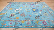 Load image into Gallery viewer, Sultan's Garden | Handwoven Turkish Oushak Rug with Floral Motifs | Blue, Green, Magenta, Gold
