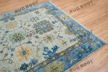 Load image into Gallery viewer, Serene Harmony | Gray & Blue Oushak Rug | Modern Area Rug
