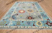 Load image into Gallery viewer, Modern Blue Oushak Rug | Azure Dreamscape | Handwoven Oushak Rug in Modern Blue