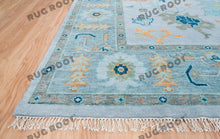 Load image into Gallery viewer, Azure Dreamscape | Handwoven Oushak Rug with Lavender Accents | Blue