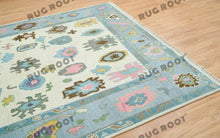 Load image into Gallery viewer, Ivory Elegance | Handwoven Oushak Rug with Baby Blue Accents