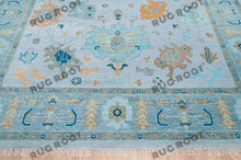 Load image into Gallery viewer, Azure Dreamscape | Handwoven Oushak Rug with Lavender Accents | Blue
