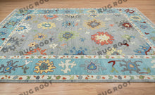 Load image into Gallery viewer, Modern Blue Oushak Rug | Azure Dreamscape | Handwoven Oushak Rug in Modern Blue