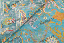 Load image into Gallery viewer, Oceanic Harmony | Hand Knotted Oushak Rug | Teal & Blue Fusion