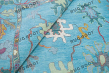 Load image into Gallery viewer, Sultan's Garden | Handwoven Turkish Oushak Rug with Floral Motifs | Blue, Green, Magenta, Gold