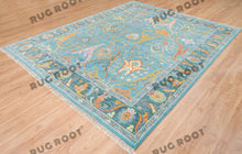 Load image into Gallery viewer, Oceanic Harmony | Hand Knotted Oushak Rug | Teal & Blue Fusion