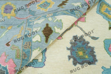 Load image into Gallery viewer, Ivory Elegance | Handwoven Oushak Rug with Baby Blue Accents
