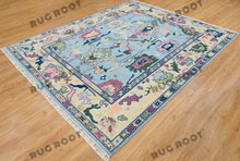 Load image into Gallery viewer, Lilac Tapestry | Hand KNotted Oushak Rug with Cream & Blue Accents