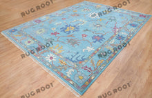 Load image into Gallery viewer, Sultan's Garden | Handwoven Turkish Oushak Rug with Floral Motifs | Blue, Green, Magenta, Gold