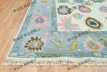 Load image into Gallery viewer, Ivory Elegance | Handwoven Oushak Rug with Baby Blue Accents