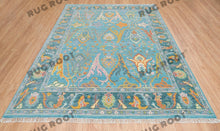 Load image into Gallery viewer, Oceanic Harmony | Hand Knotted Oushak Rug | Teal & Blue Fusion