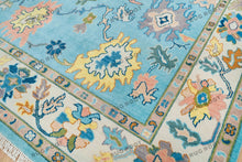 Load image into Gallery viewer, Sky Symphony | Handmade Oushak rug with Intense Orange accents and a Relaxing Blue color