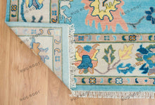 Load image into Gallery viewer, Sky Symphony | Handmade Oushak rug with Intense Orange accents and a Relaxing Blue color