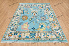 Load image into Gallery viewer, Sky Symphony | Handmade Oushak rug with Intense Orange accents and a Relaxing Blue color