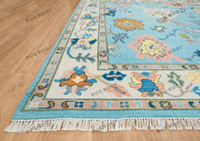 Load image into Gallery viewer, Sky Symphony | Handmade Oushak rug with Intense Orange accents and a Relaxing Blue color