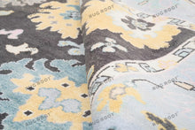 Load image into Gallery viewer, Modern Drama | Black & Blue Oushak Rug with Vibrant Touches