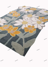Load image into Gallery viewer, Hand Tufted Floral Design  Rug For Living Room Bedroom - Irregular Shape Blue-Gray