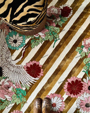 Load image into Gallery viewer, Hand-Tufted Designer Floral Crane Rug - 9' x 12' Gold Color