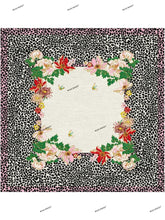 Load image into Gallery viewer, Hand-Tufted Floral Border Rug with Leopard Design 8x10 - (Black, White, and Pink)