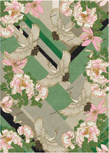 Load image into Gallery viewer, Hand-Tufted Designer Crane and Floral Rug with Viscose Accents 9' x 12' (Green and Pink)