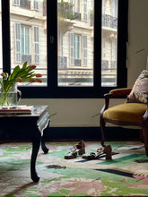 Load image into Gallery viewer, Hand-Tufted Designer Crane and Floral Rug with Viscose Accents 9' x 12' (Green and Pink)