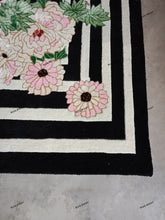 Load image into Gallery viewer, Hand Tufted Floral and Crane Designer Rug with Viscose Accents 10x14 Black & Navy Blue