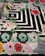 Load image into Gallery viewer, Hand Tufted Floral and Crane Designer Rug with Viscose Accents 10x14 Black & Navy Blue