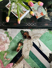 Load image into Gallery viewer, Hand-Tufted Designer Crane and Floral Rug with Viscose Accents 9' x 12' (Green and Pink)