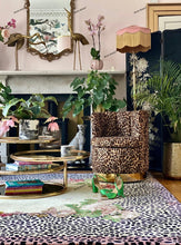 Load image into Gallery viewer, Hand-Tufted Floral Border Rug with Leopard Design 8x10 - (Black, White, and Pink)