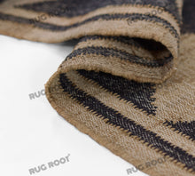 Load image into Gallery viewer, Handwoven Jute & Wool Rug with Diamond Checkered Pattern in Black & Natural – Flatweave