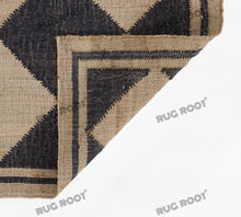 Load image into Gallery viewer, Handwoven Jute & Wool Rug with Diamond Checkered Pattern in Black & Natural – Flatweave