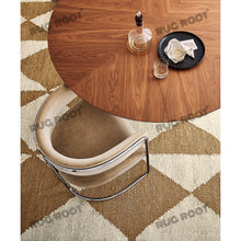 Load image into Gallery viewer, Handwoven Jute & Wool Rug – Natural & White Geometric Diamond Pattern