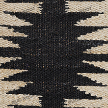 Load image into Gallery viewer, Handwoven Jute & Wool Runner Rug – Black & Beige Tribal Geometric Pattern