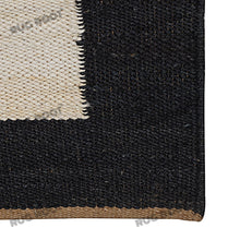 Load image into Gallery viewer, Handwoven Jute & Wool Runner Rug – Minimalist Black & Natural White Stripe