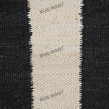 Load image into Gallery viewer, Handwoven Jute & Wool Runner Rug – Minimalist Black & Natural White Stripe