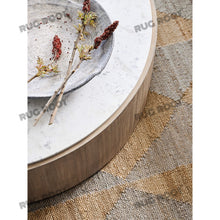 Load image into Gallery viewer, Handwoven Jute & Wool Rug – Grey & Natural Geometric Diamond Pattern