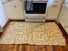 Load image into Gallery viewer, Handwoven Jute & Wool Rug with Modern Abstract Maze Design in Natural & Beige – Flatweave