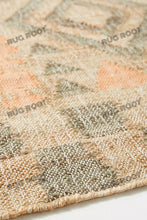 Load image into Gallery viewer, Handwoven Jute & Wool Rug with Geometric Tribal Pattern in Beige, Peach & Gray – Flatweave