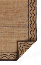 Load image into Gallery viewer, Handwoven Jute Rug with Brown Zigzag Border – Flatweave