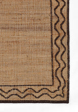 Load image into Gallery viewer, Handwoven Jute Rug with Brown Zigzag Border – Flatweave