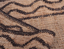 Load image into Gallery viewer, Handwoven Jute Rug with Brown Zigzag Border – Flatweave