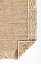 Load image into Gallery viewer, Handwoven Jute Rug with Ivory Zigzag Border – Flatweave