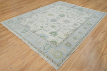 Load image into Gallery viewer, Subtle Oushak Rug with Off White Base, Accented by Coastal Green & Baby Blue