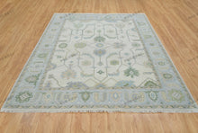 Load image into Gallery viewer, Subtle Oushak Rug with Off White Base, Accented by Coastal Green & Baby Blue